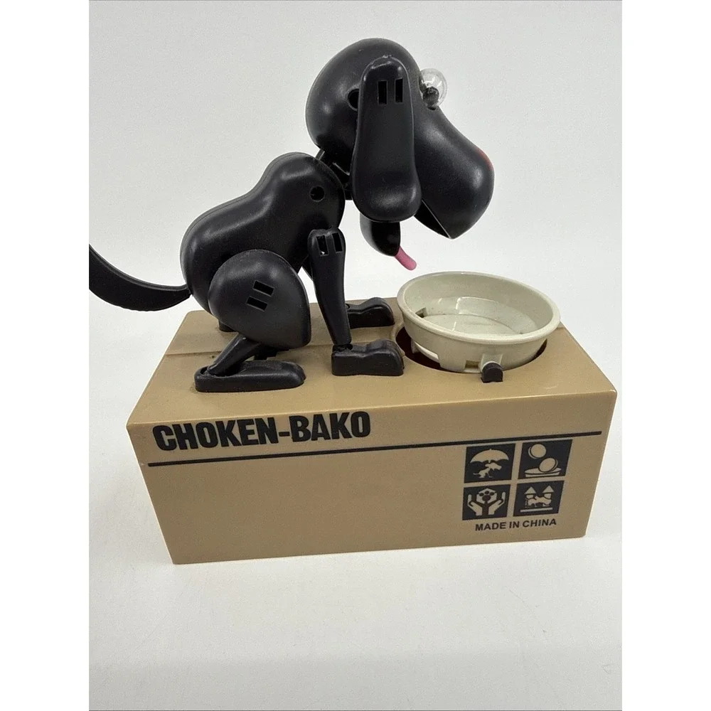 Black Lab Coin Bank Animated Puppy Dog Battery Operated Tested Choken-Bako